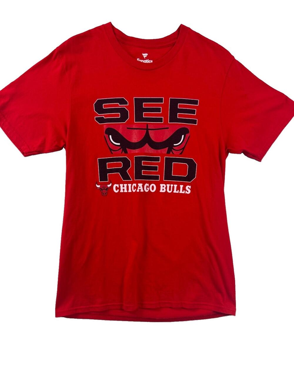 Chicago Bulls See Red Graphic T-Shirt Mens Small Red Black Short Sleeve